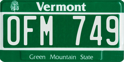 VT license plate OFM749