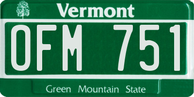 VT license plate OFM751