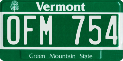 VT license plate OFM754