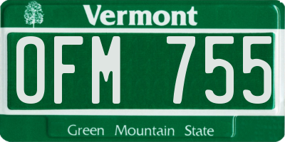 VT license plate OFM755