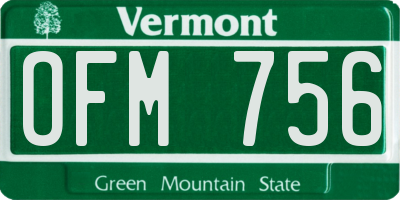 VT license plate OFM756