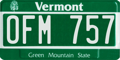 VT license plate OFM757