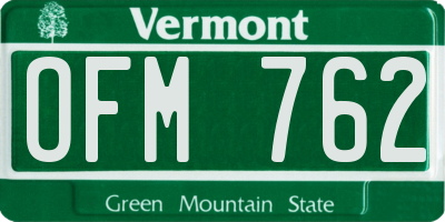 VT license plate OFM762