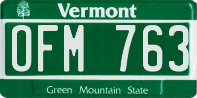 VT license plate OFM763