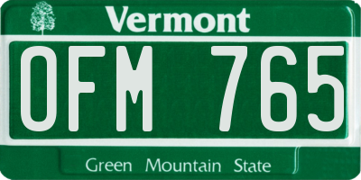 VT license plate OFM765