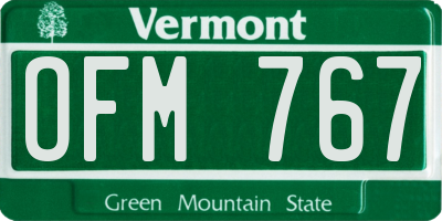 VT license plate OFM767