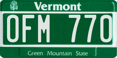 VT license plate OFM770