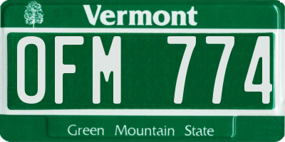 VT license plate OFM774