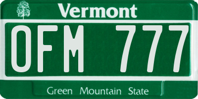 VT license plate OFM777