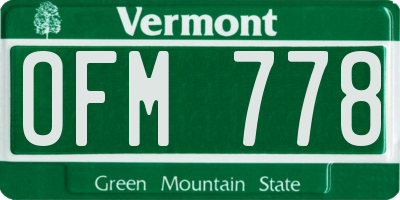 VT license plate OFM778