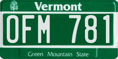 VT license plate OFM781