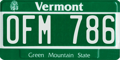 VT license plate OFM786
