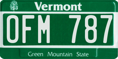 VT license plate OFM787