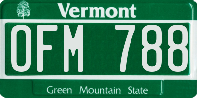 VT license plate OFM788