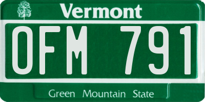 VT license plate OFM791