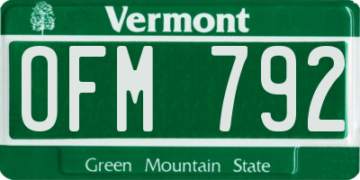 VT license plate OFM792