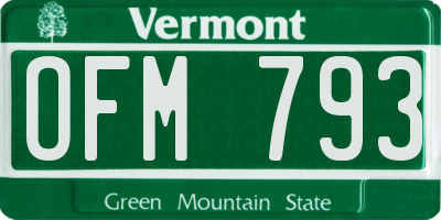 VT license plate OFM793