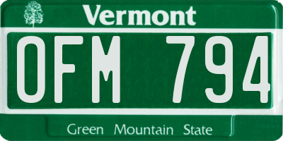 VT license plate OFM794