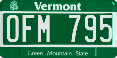 VT license plate OFM795