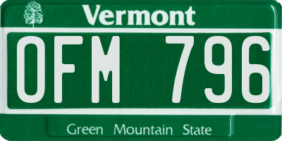 VT license plate OFM796