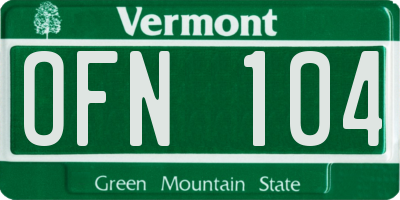 VT license plate OFN104