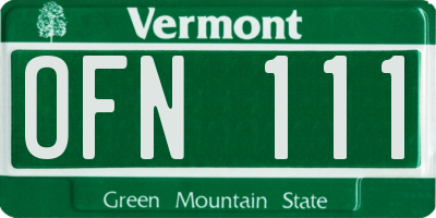 VT license plate OFN111