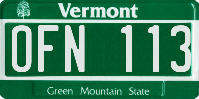 VT license plate OFN113