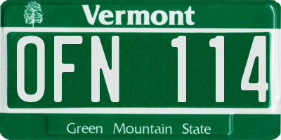 VT license plate OFN114
