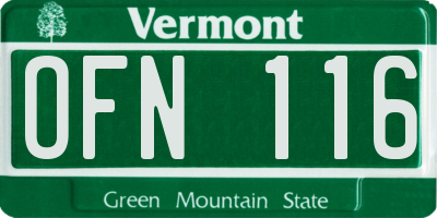VT license plate OFN116