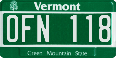 VT license plate OFN118