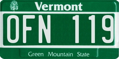 VT license plate OFN119