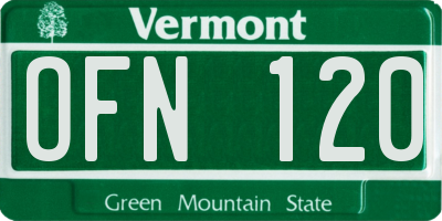 VT license plate OFN120