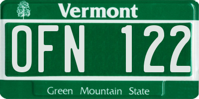 VT license plate OFN122