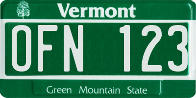 VT license plate OFN123