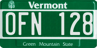 VT license plate OFN128