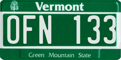 VT license plate OFN133