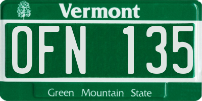VT license plate OFN135