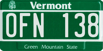 VT license plate OFN138