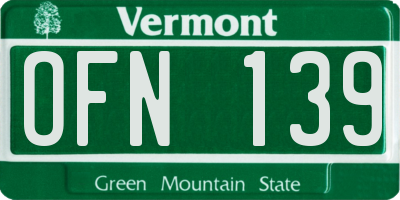 VT license plate OFN139