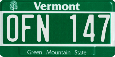 VT license plate OFN147