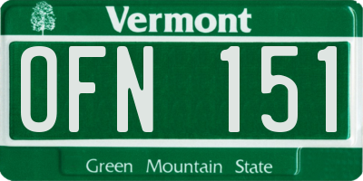 VT license plate OFN151