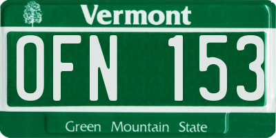 VT license plate OFN153