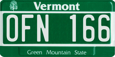 VT license plate OFN166