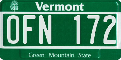VT license plate OFN172