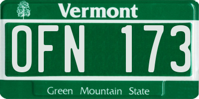 VT license plate OFN173