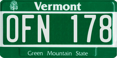 VT license plate OFN178