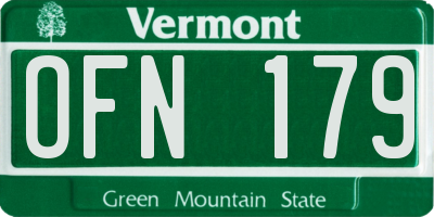 VT license plate OFN179