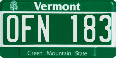 VT license plate OFN183