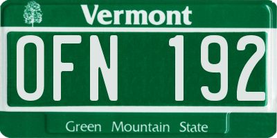 VT license plate OFN192