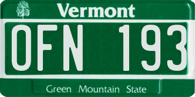 VT license plate OFN193